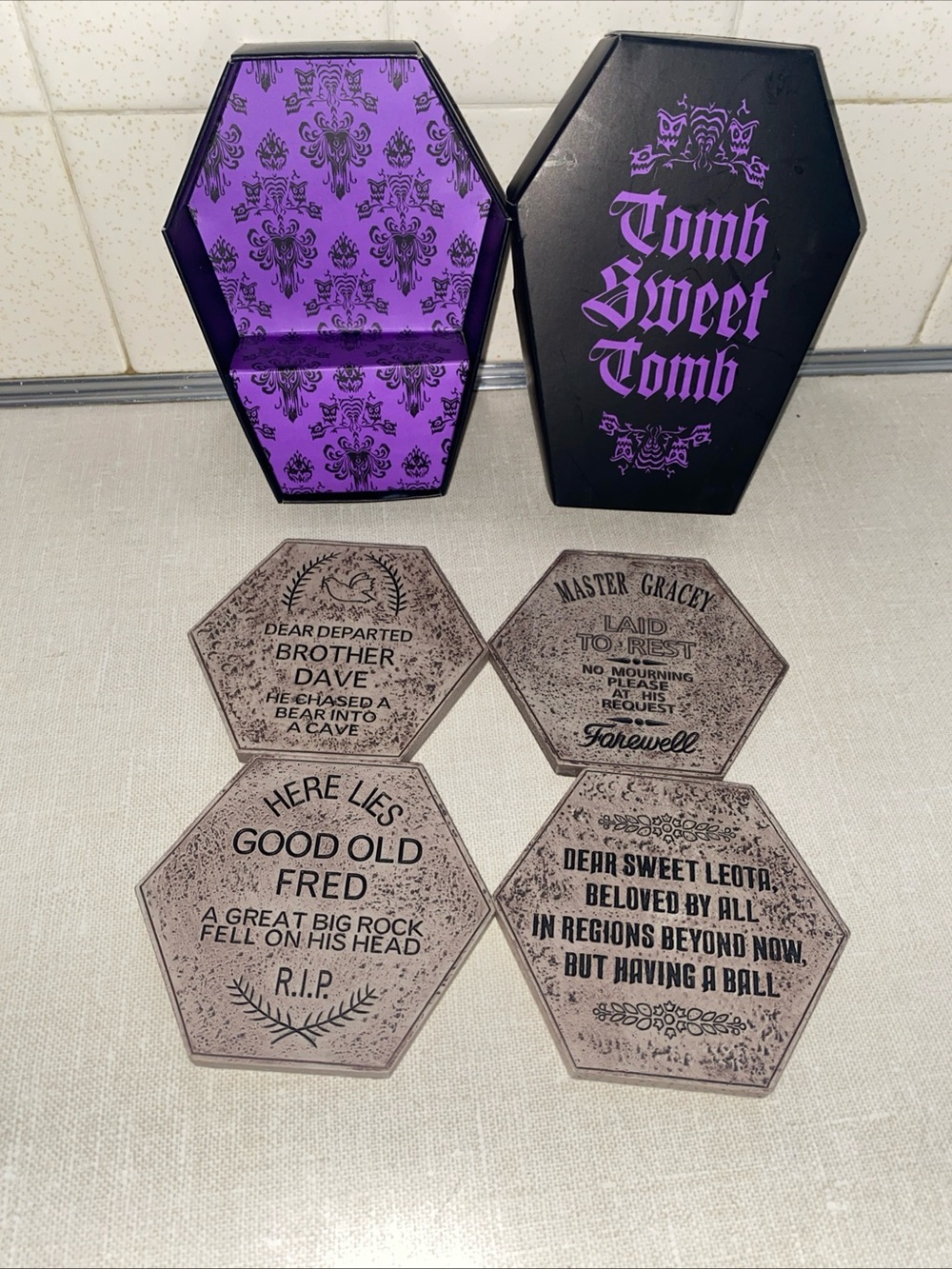 TOMB SWEET TOMB Haunted Mansion Disney Parks Drink Coaster Set Of 4 New